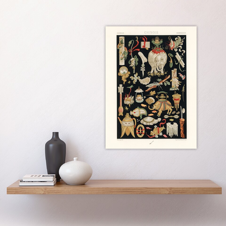 image 1 of Chinese Ornamental Objects Racinet Vintage Huge Wall Art Print 18X24 In
