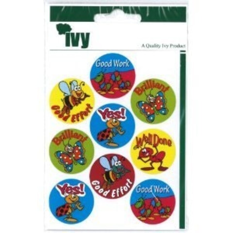 image 1 of 27 Motivational Bugs Stickers Circle Round Dot Sticky Labels Self Adhesive