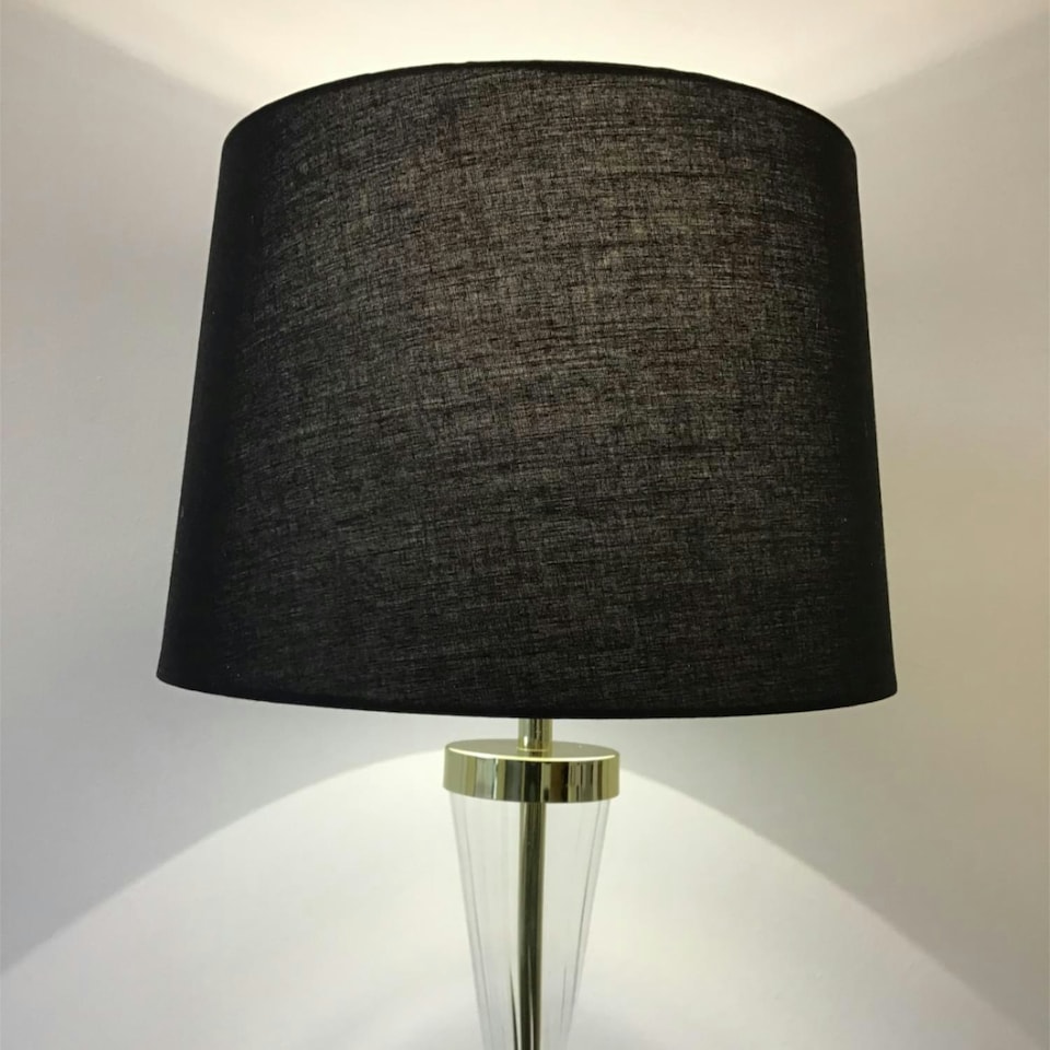 image 1 of Set of 2 Gold Touch Lamps with Black Cotton Shades Gold | Black