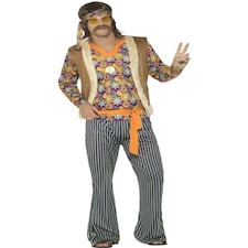 60s Singer Costume - Male - Multi-Coloured - Top - Waistcoat - Trousers - Belt & Headband - 44680M M