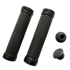 Double Lock On Handlebar Grips 130mm Rubber Bicycle Bike Stunt Scooter Grips with 3mm Allen Key Clamps & Black Bar End Plugs