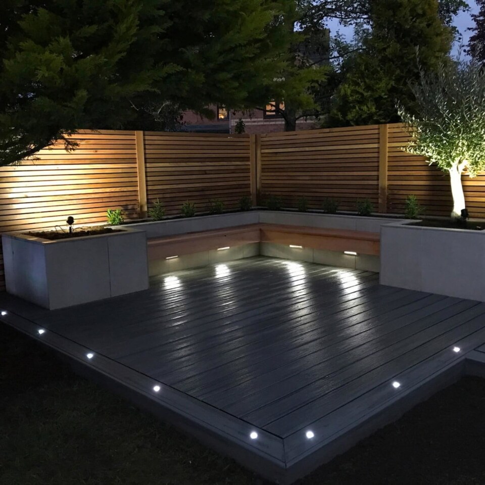 image 1 of Set of 10 - 15mm Stainless Steel IP67 Cool White LED Decking Kit | Chrome | Clear | 10