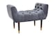 image 3 of Classic Grey Chenille Stool,Decorative Wooden Seat,Metallic Gold Finished Lounge Seat With Pointed Feet | Grey