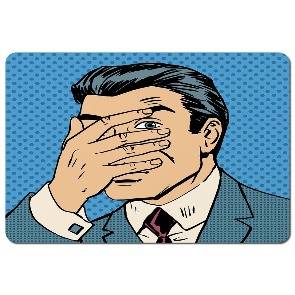 image 1 of The confused man hide and seek game pop art comics retro style Halftone (Placemat)
