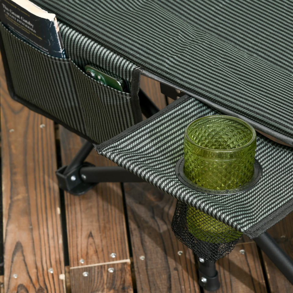 image 1 of Outsunny Camping Bed for Adults, Single Folding Camp Bed, Padded Portable Camping Cot for Sleeping, with Carry Bag, Side Pocket and Cup Holder for Outdoor, Travel, Fishing, Grey