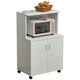 image 1 of HOMCOM Kitchen Storage Unit Microwave Cart Trolley w/ Cabinet Wheels Shelf White