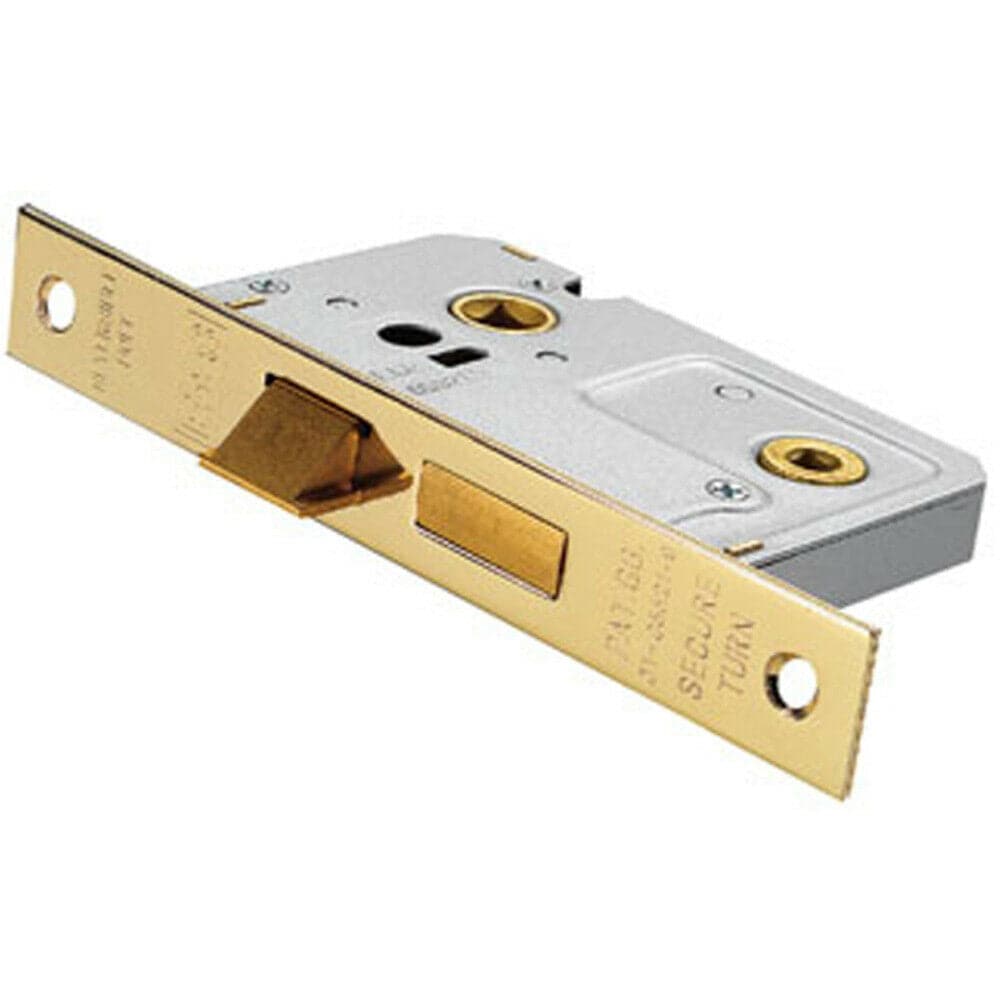 Loops Locking Bathroom Door Sashlock Latch Square Forend 64mm Electro Brassed in Metallics