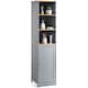 image 1 of Christow Bathroom Shelf Cabinet Grey Bamboo Freestanding Tallboy Storage Unit