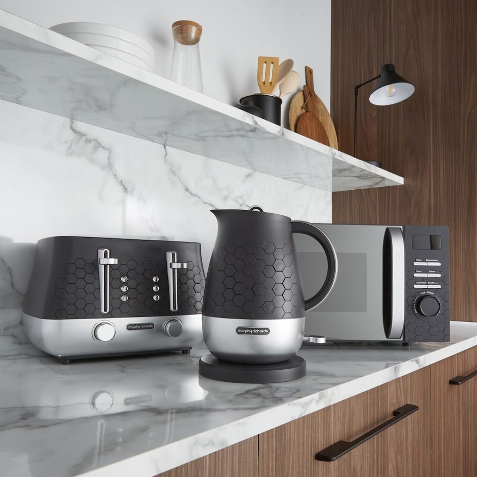 image 1 of Morphy Richards Cassini Kettle and Toaster Set Black Moonless Night