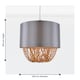 image 7 of First Choice Lighting Grey Faux Silk & Copper Jewelled Ceiling Light Shade Grey | Copper