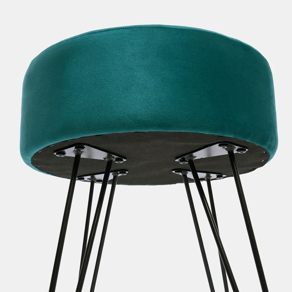 image 1 of OHS Matte Velvet Round Hairpin Stool Home Modern Decor Soft Plush Foot Rest Desk Vanity Chair