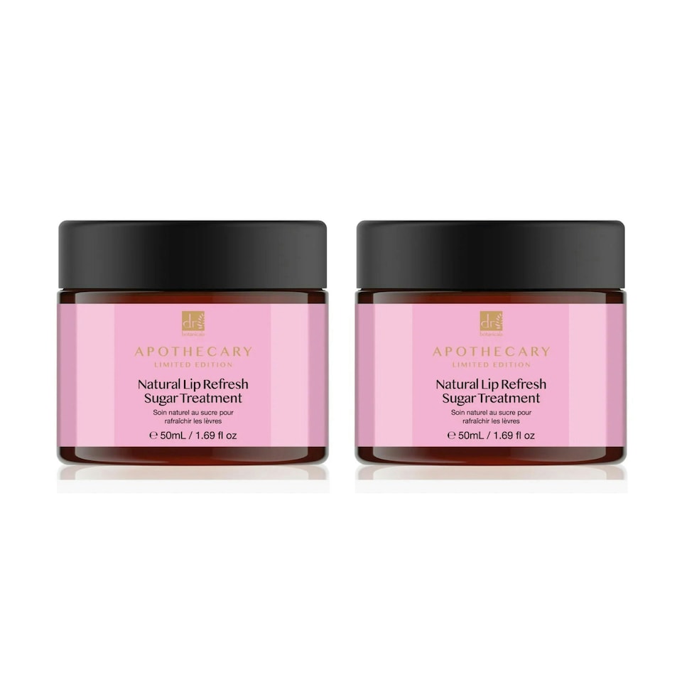 image 1 of Dr Botanicals Natural Lip Refresh Sugar Treatment 50ml Twin Value Savings Pack