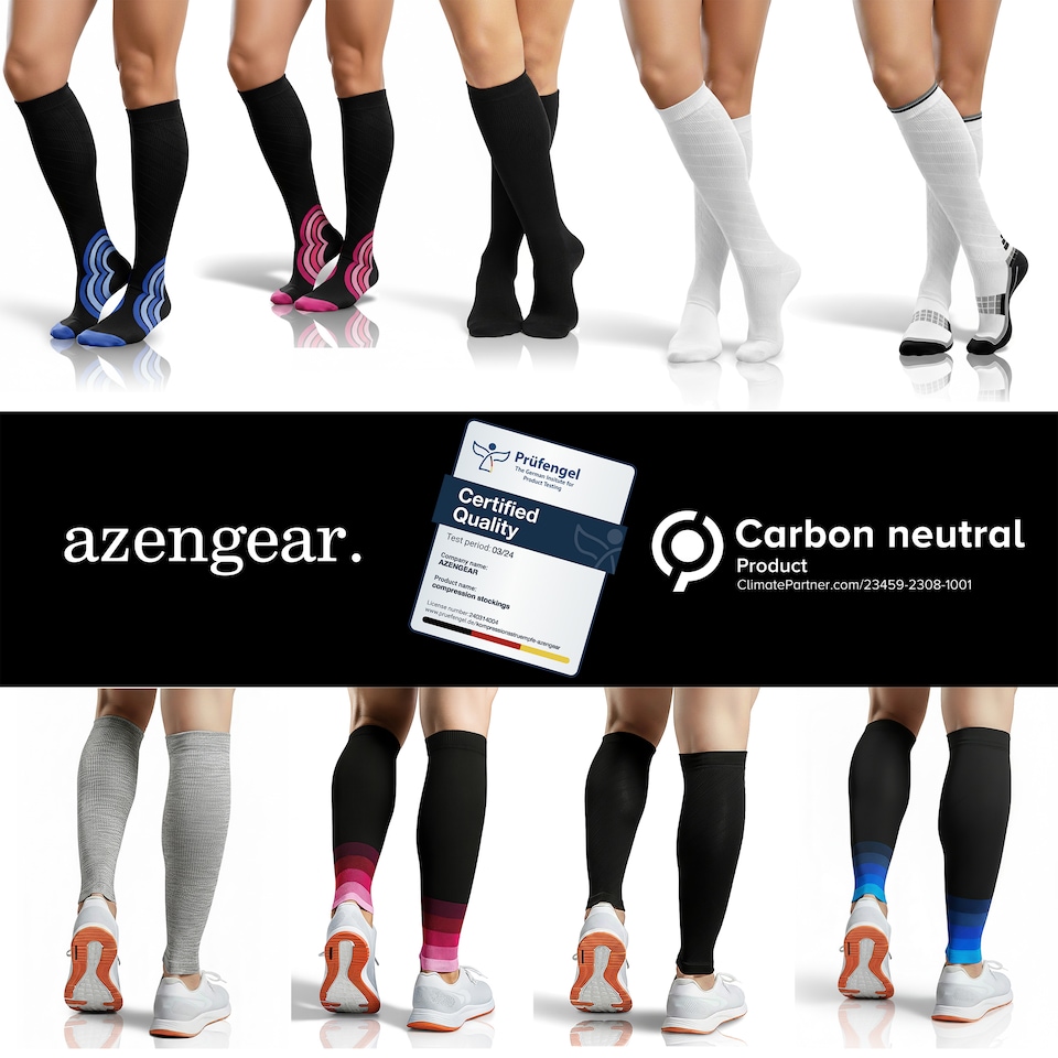 image 1 of aZengear Compression Socks for Women & Men (20-30 mmHg), Knee-High Flight Socks