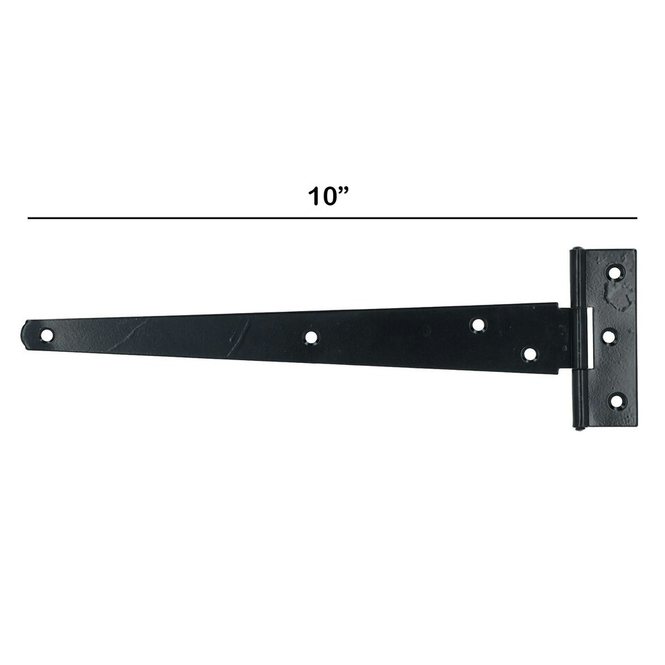 image 1 of 10" (250mm) Heavy Duty T Tee Hinges for Doors + Gates with Fixing Screws 2pc Black