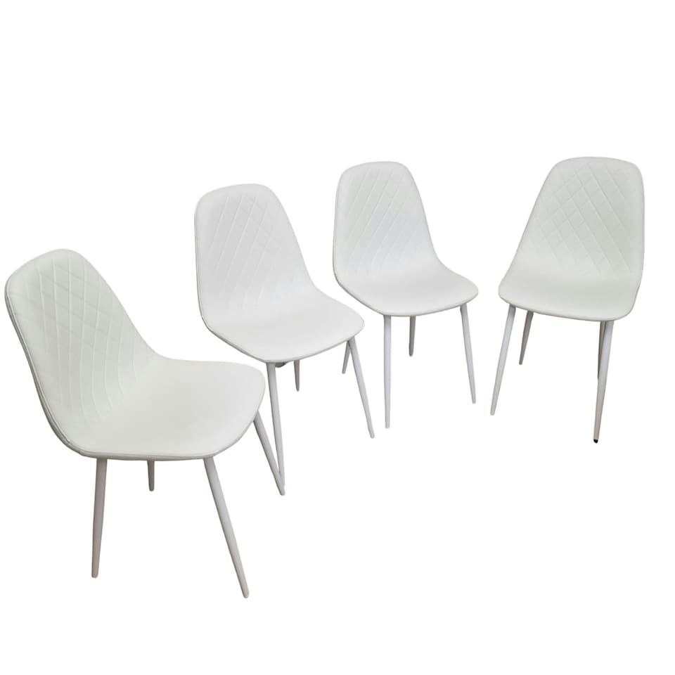 image 1 of Dining Chairs Set of 4 White Leather Kitchen Chairs White
