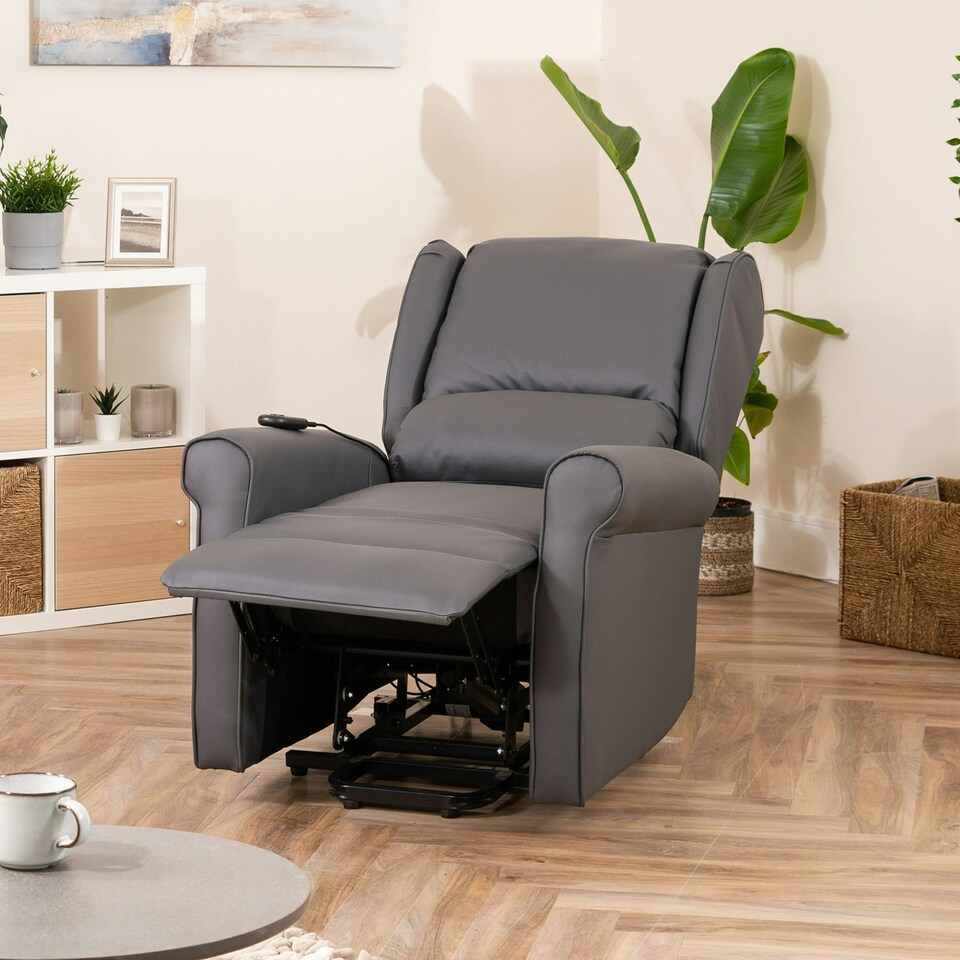 image 1 of Corcoran Electric Riser Recliner with Massage and Heat - Grey