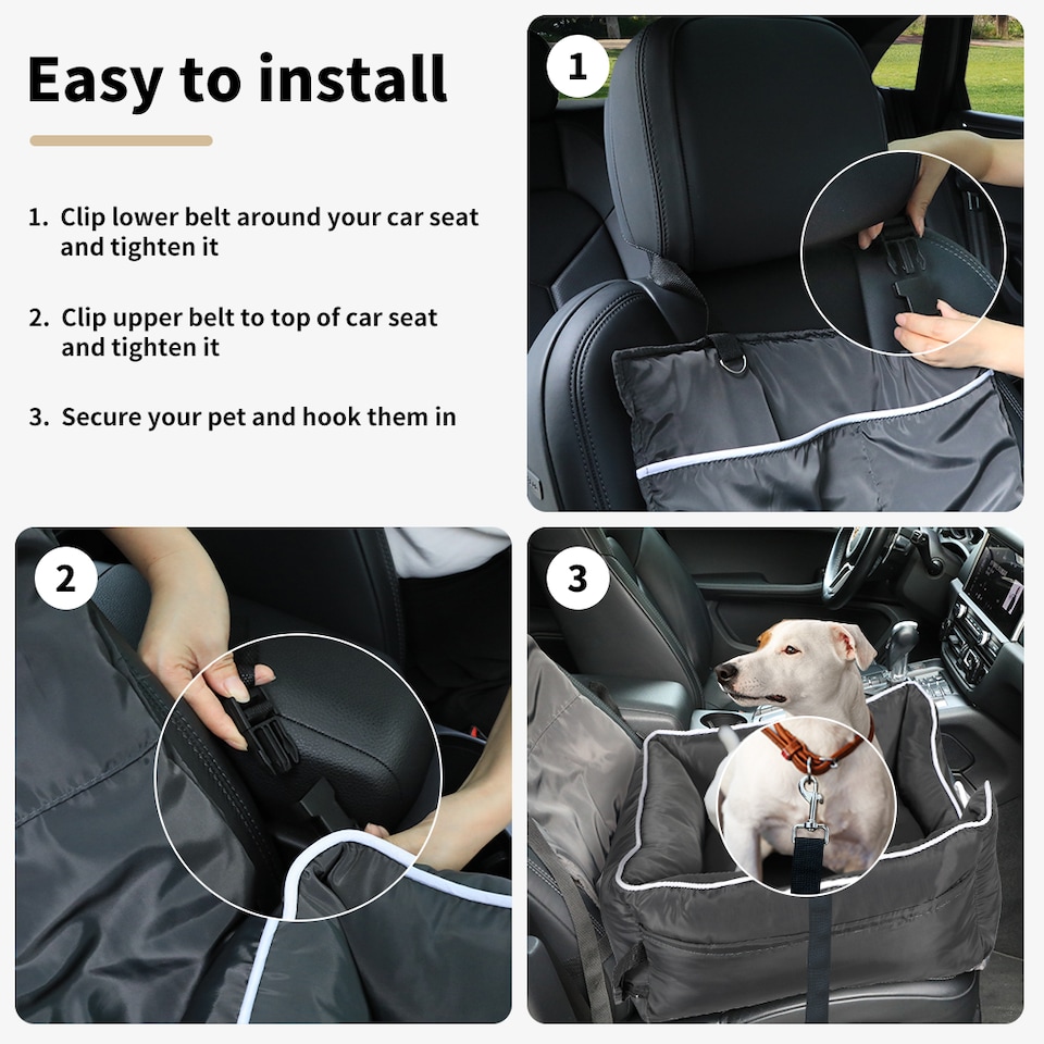 image 1 of Skylos Dog Car Booster Seat Pet Backrest Safe Protector Waterproof Travel Bed