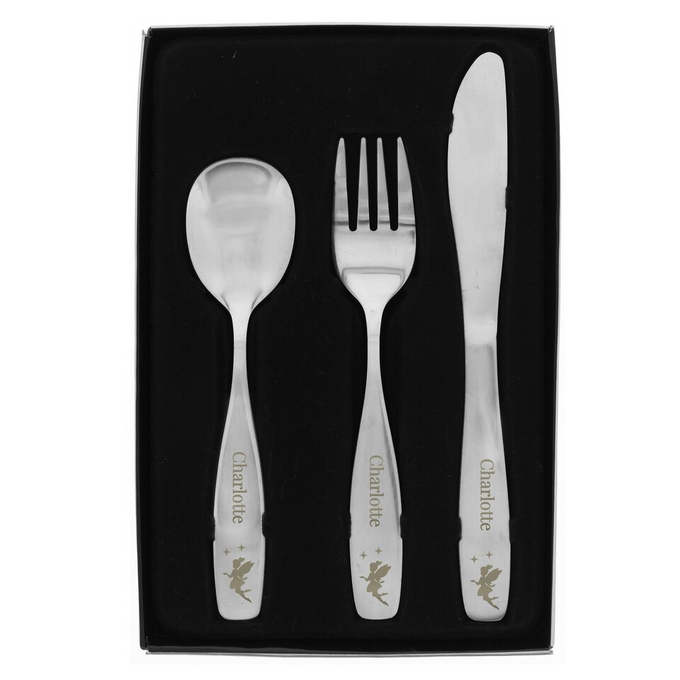 image 1 of Personalised Fairy Princess 3 Piece Cutlery Set
