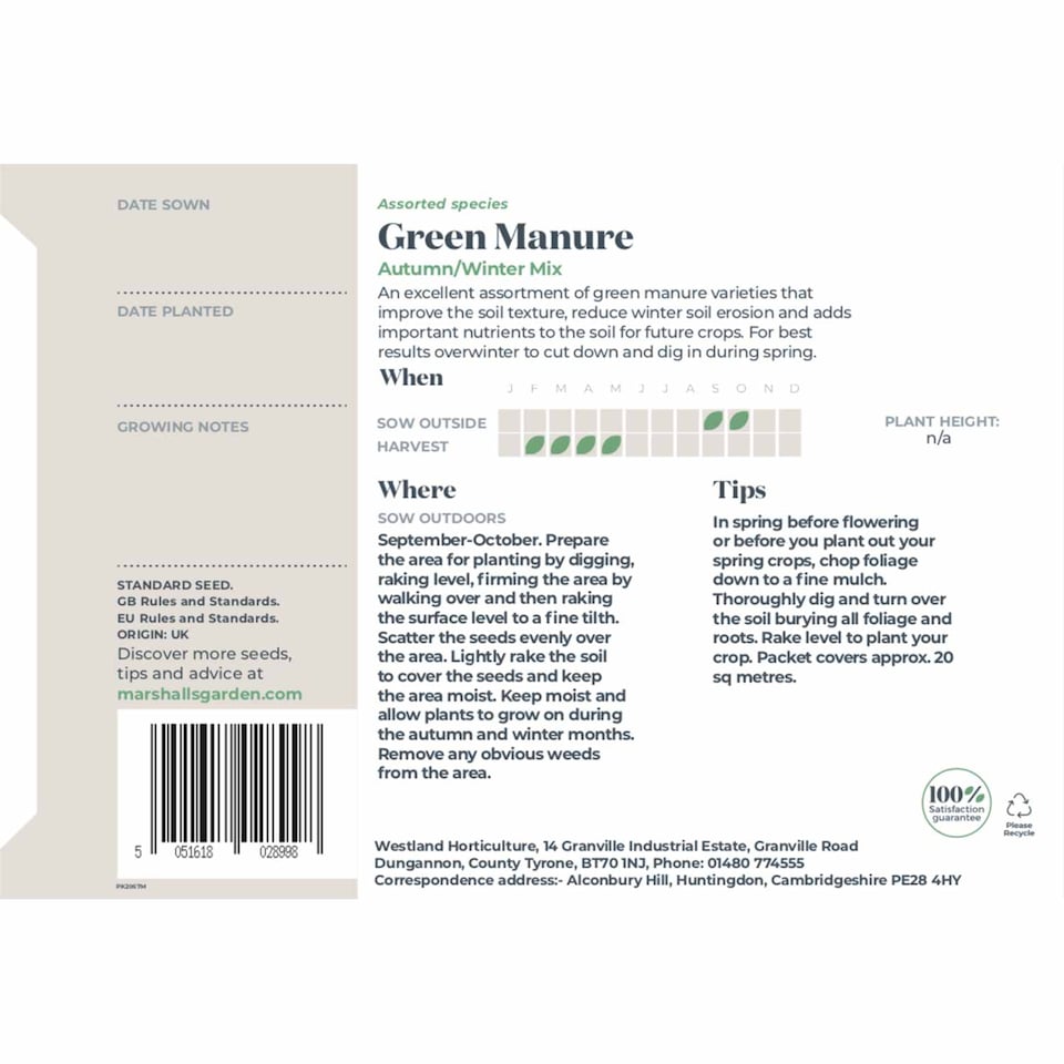image 1 of Marshalls Garden Green Manure Seeds Autumn/Winter Mix 20m2