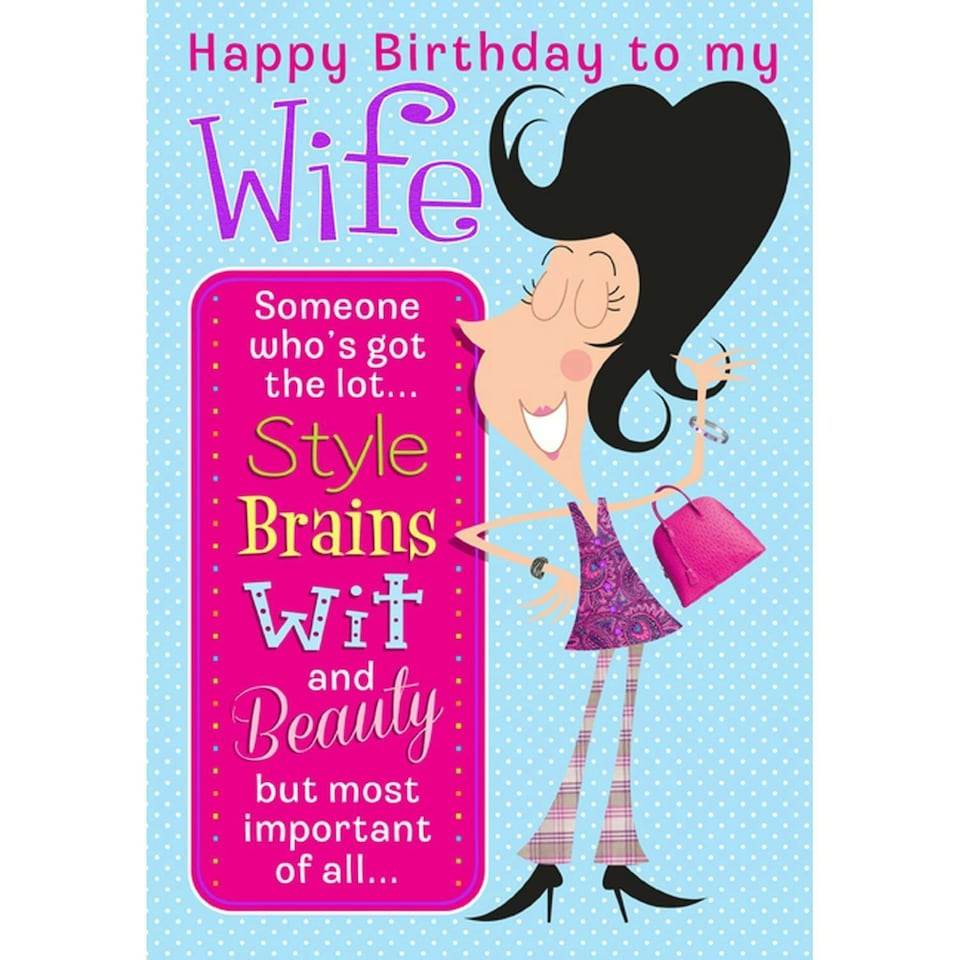 Words 'n' Wishes Traditional Happy Birthday Wife Humourous Funny Greeting Card