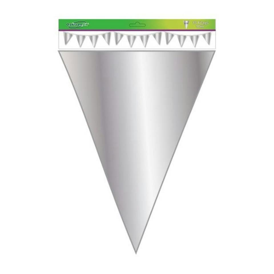 Oaktree Metallic Solid Colour Bunting - Silver - One Size