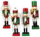 image 3 of 25cm Red Green Wooden Nutcrackers Soldiers King Drummer Christmas Ornament 4pcs Set