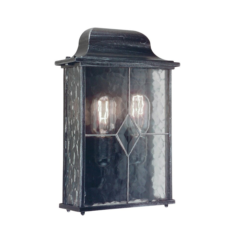 image 1 of Wexford 2 Light Outdoor Wall Half Lantern Light Black Silver IP43, E27