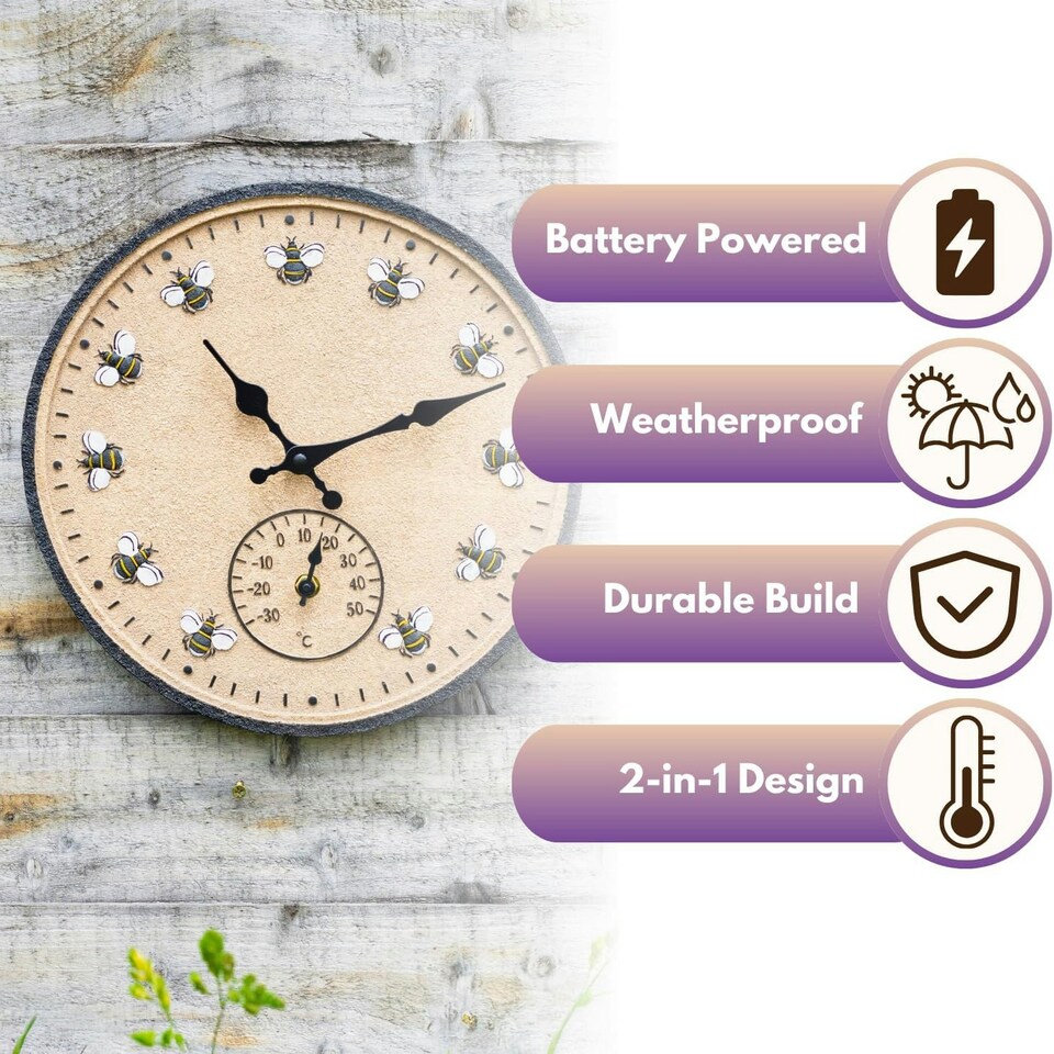 image 1 of Marco Paul 30cm Bee Design Wall Clock N/A