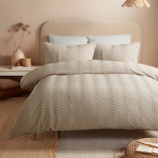 Serene Embossed Curve Duvet Cover Set Natural