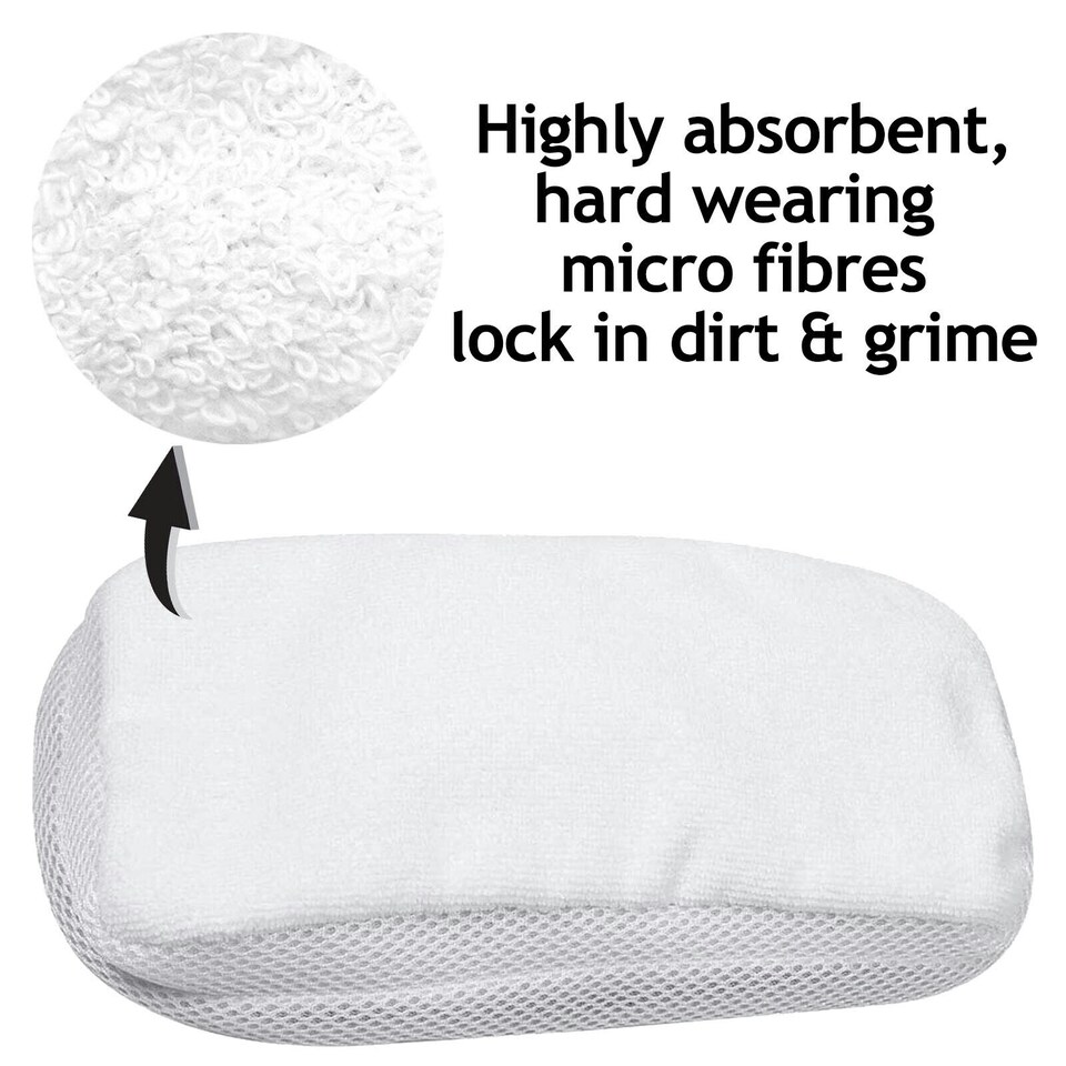 image 1 of SPARES2GO Steam Mop Cloths for MORPHY RICHARDS 720022 12-in-1 Cleaner Pads x 2