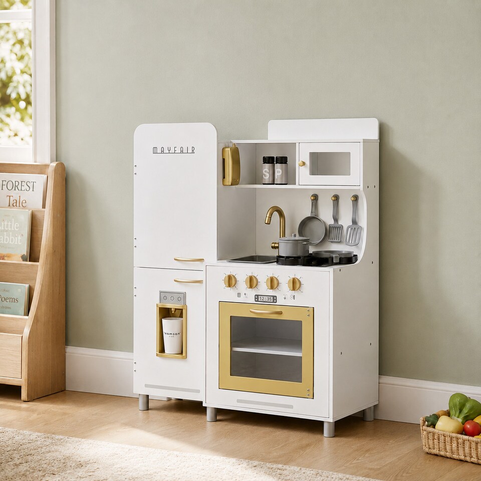 image 1 of Teamson Kids Play Kitchen Set with Ice Maker, Lights, Sounds and 12 Accessories