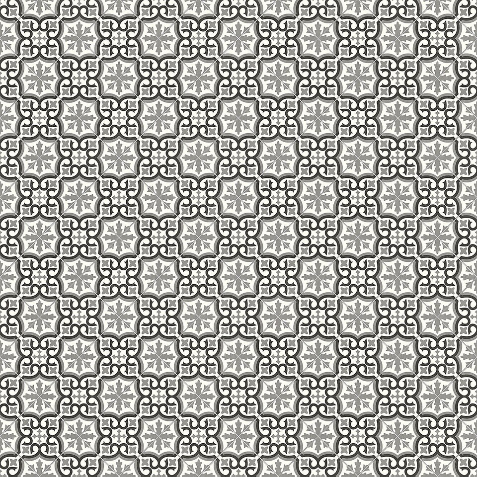 image 1 of Black White Designer Effect Vinyl Flooring For Kitchen, Bathroom, 2.6mm Thick