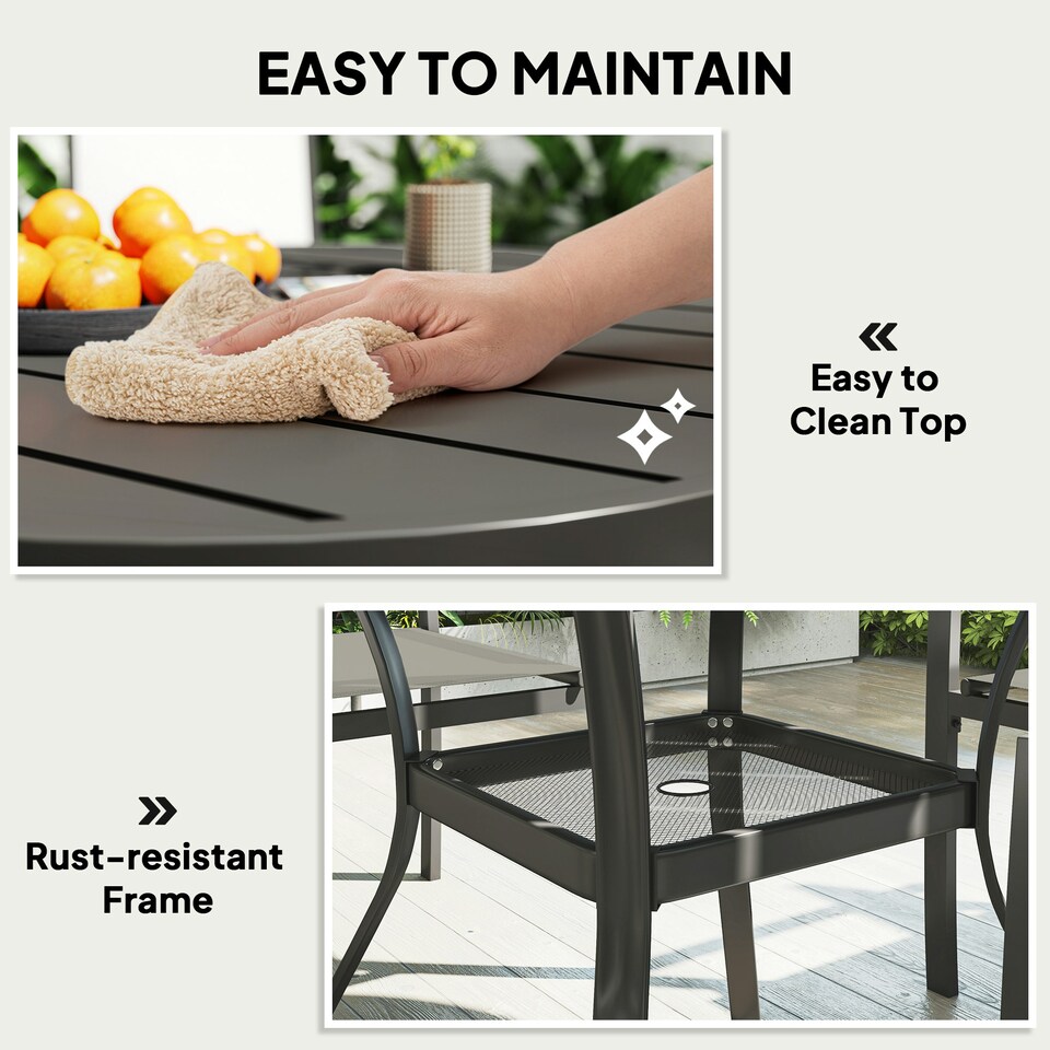 image 1 of Outsunny 5 Piece Garden Furniture Set with Round Table & 4 Stackable Chairs