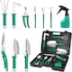 image 1 of 10-Piece Stainless Steel Gardening Tools Set (Green) - Heavy-Duty Garden Hand Tools with Ergonomic Handles & Carry Case -Ideal Gift for Gardeners