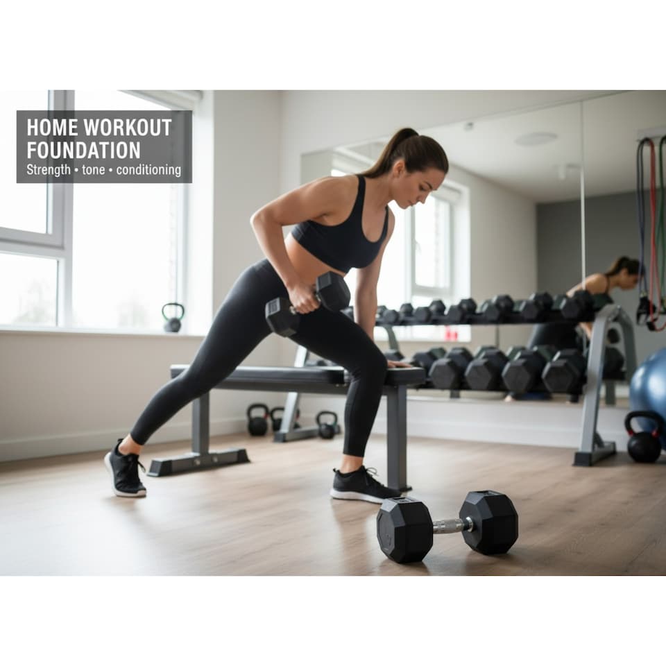 image 1 of Hex Dumbbells 25kg Weight Set 12.5kg Pair Rubber Coated Weights