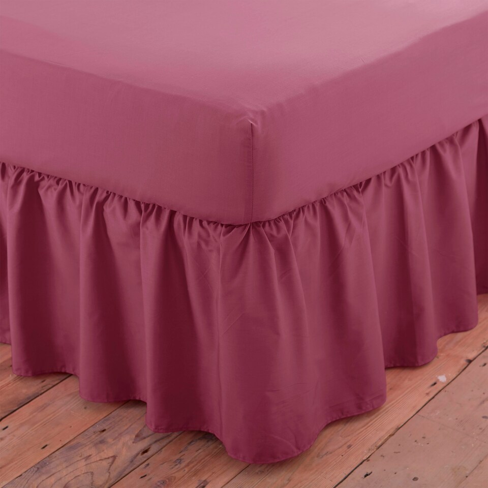 Charlotte Thomas Poetry Plain Dye Polycotton Single Platform Valance Sheet Frilled - Aubergine - 90 x 190cm | Multi | Single