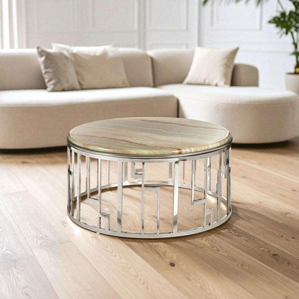 image 1 of Relic Onyx Stone Coffee Table Cream