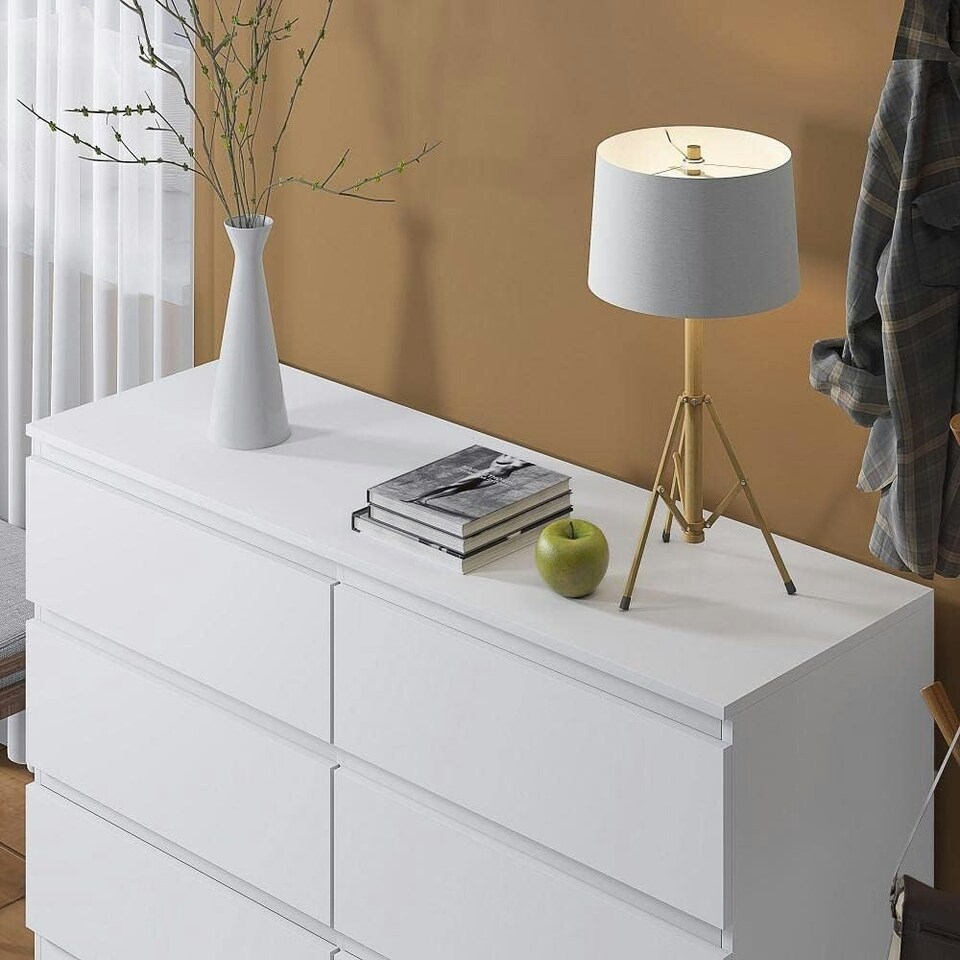 image 1 of FWStyle Carlton 6 Drawer Wide 3+3 Chest Of Drawers - Matt White