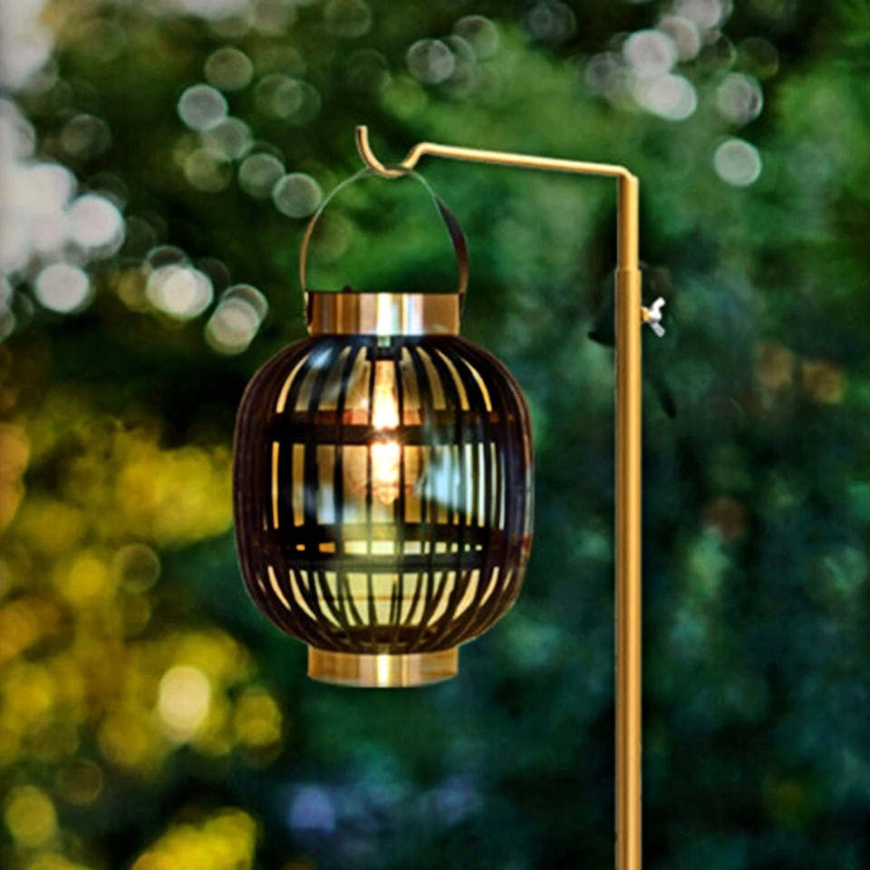 image 1 of Gold Metal Table Clamp Pole Hook Rail Stand Garden Lantern Hanger Party Rod | Gold | Set of 2
