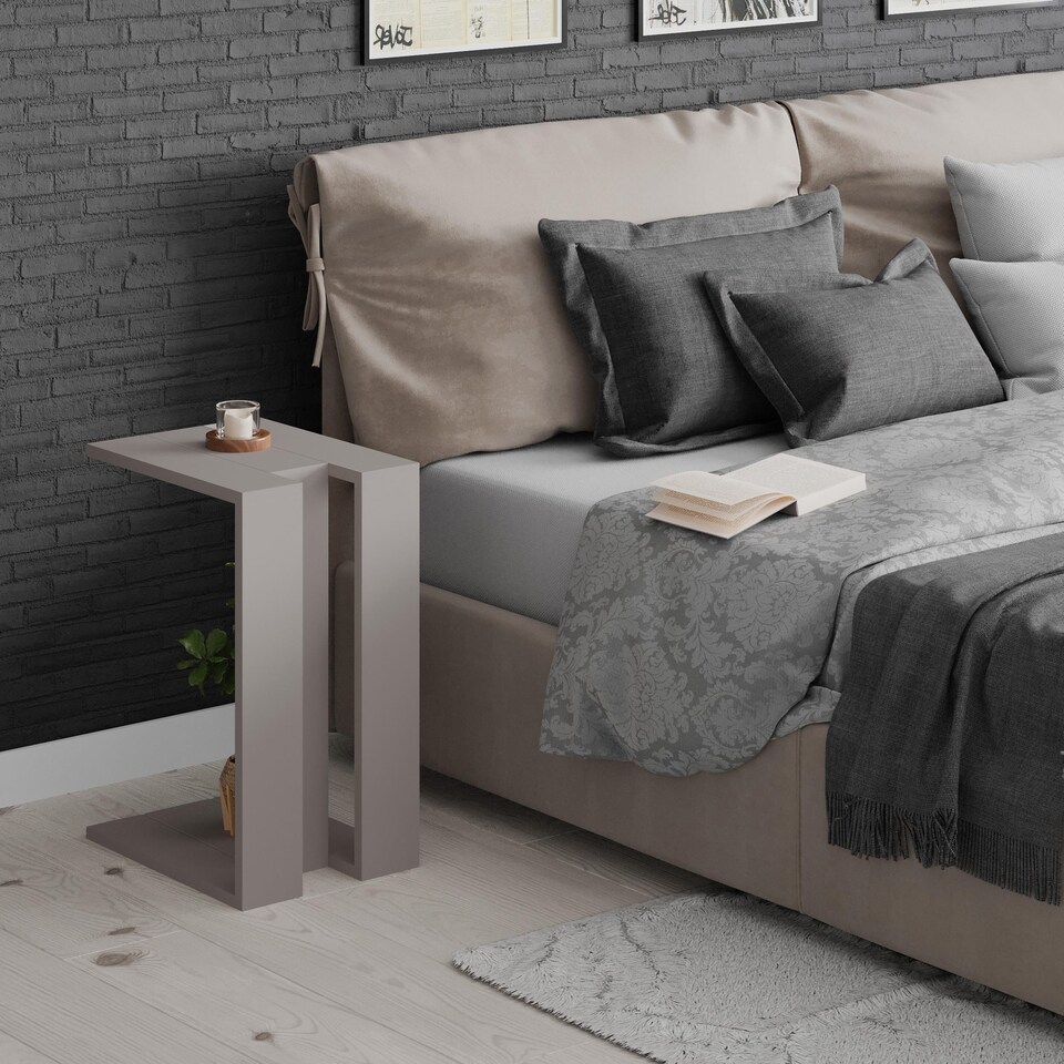 image 1 of Decortie Muju Sofa Side Table 30x40x57cm Mocha Grey