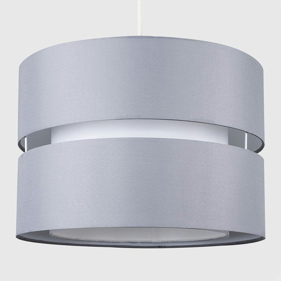 image 1 of ValueLights Sophia Large Grey 2 Tier Ceiling Light Shade and Bulb