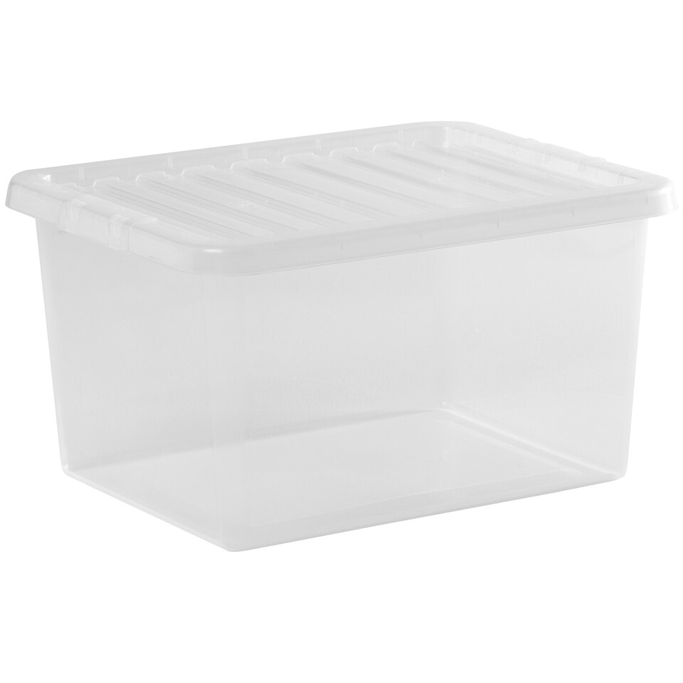 image 1 of Wham Crystal 5 x 31L Stackable Plastic Storage Boxes with Lids Clear Clear