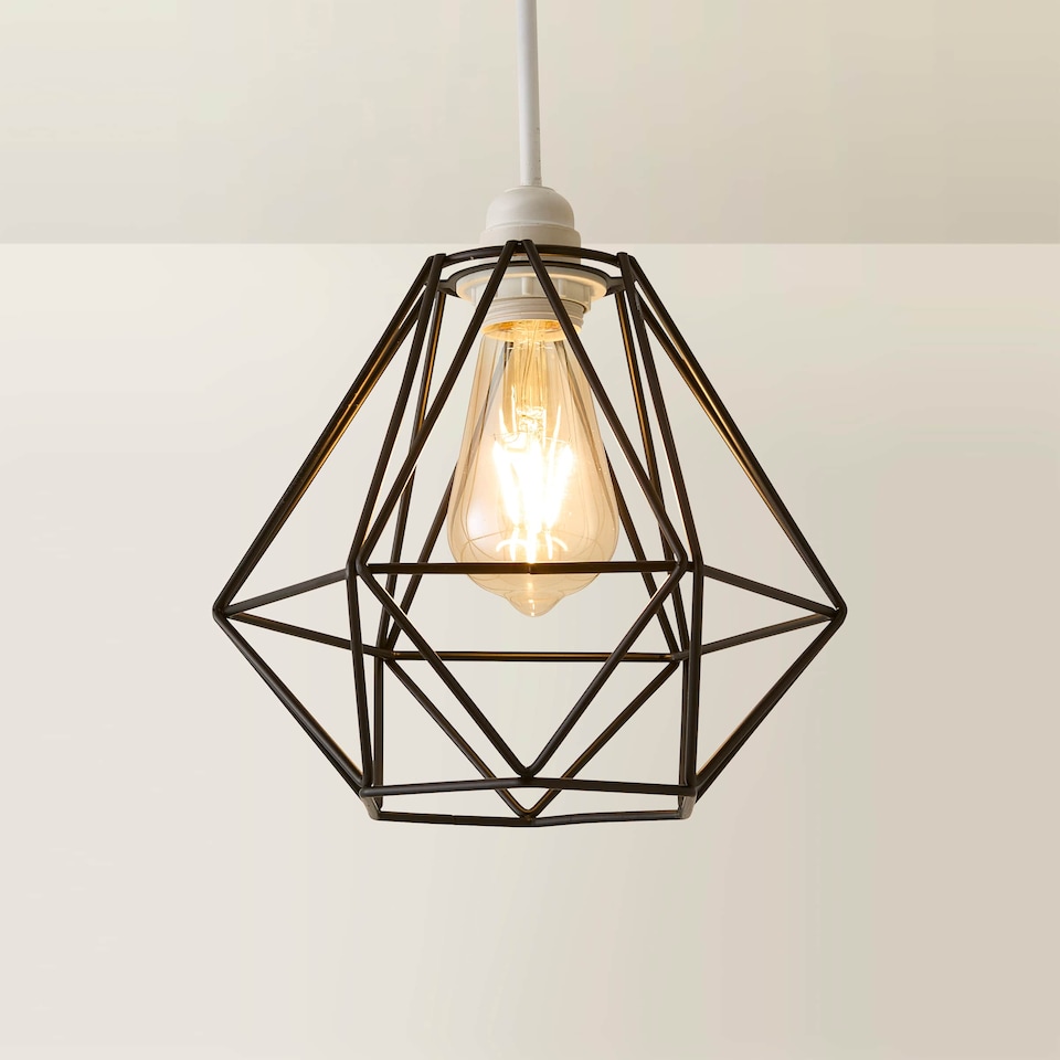 image 1 of ValueLights Diablo Pair Black Wire Frame Non Electric Pendant Shade | Black