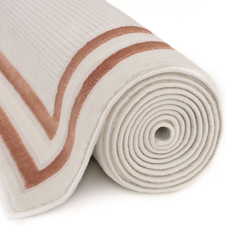 image 1 of The Rugs Carmel Collection Bordered Area Floor Rug Runner Soft Pile Living Room Bedroom