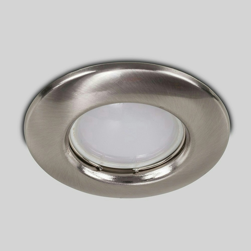 image 1 of ValueLights Downlight Brushed Chrome Silver Downlight and GU10 Spotlight LED 5W Cool White 6500K Bulb