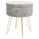 image 1 of Harbour Housewares Velvet Storage Footstool - Round Modern Dressing Table Footstool Vanity Seat Chair - 45 x 36cm - Grey/Gold | Grey | Grey/Gold | Pack of 1 | 1