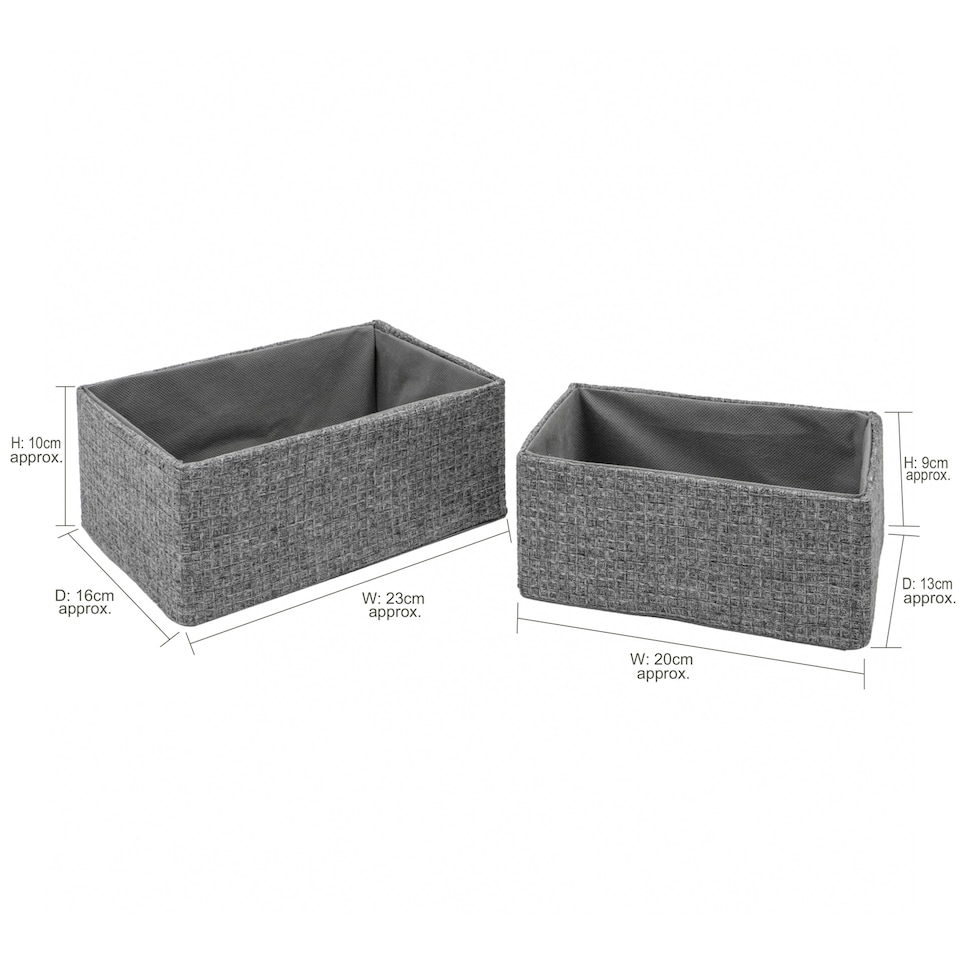 image 1 of JVL Chroma Set of 2 Rectangular Storage Baskets, Home Tidy Solution, Grey