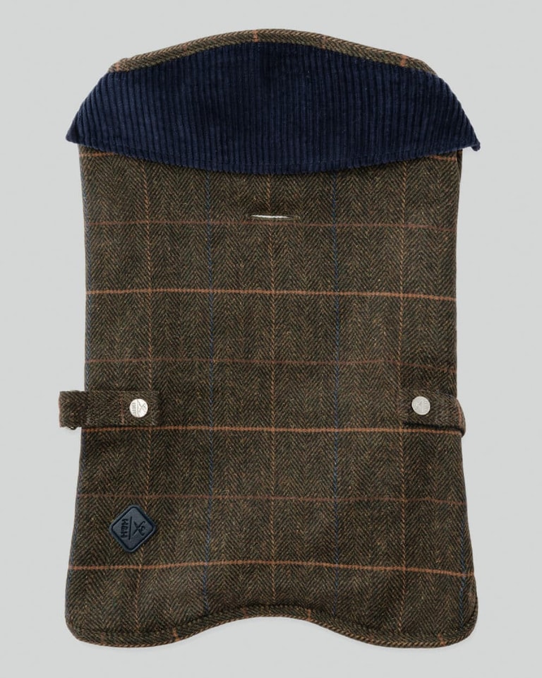 image 1 of Dark Green Checked Herringbone Tweed Dog Jacket