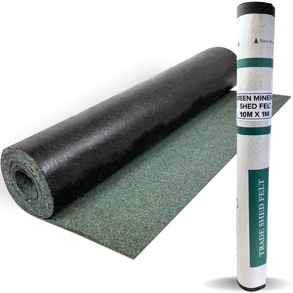 image 1 of NOVECRAFTO Standard Grade Shed Roof Felt – Heavy-Duty Mineral Roofing Felt for Sheds, Summerhouses & Kennels – Durable, Weatherproof Covering Green | 10m x 1m