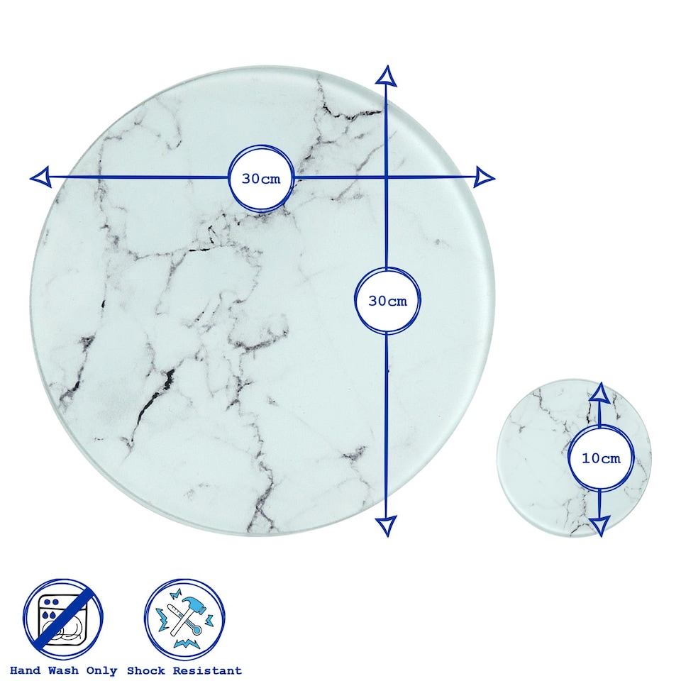 image 1 of Harbour Housewares 12pc Round Glass Placemats & Round Coasters Set - 30cm - Grey | Grey | Grey